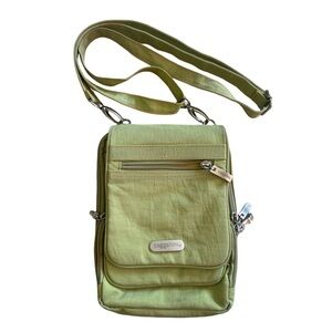 Baggallini City Green Nylon Sling Crossbody Travel Organizer Handbag EUC